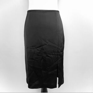 WHBM Black Midi Skirt with Slit, Size 4, White House Black Market